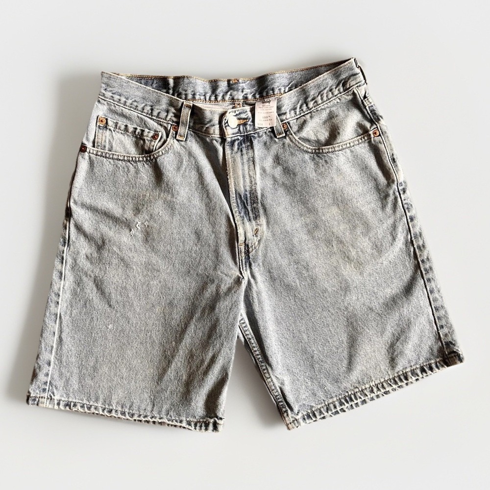 Levis 550 Denim Shorts Mens 34 Blue Relaxed Fit Bermuda Adjustable Distressed